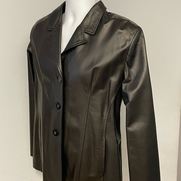 Duca Matiste women jacket blazer lambskin black 3 button front modern fit L - Picture 2 of 4